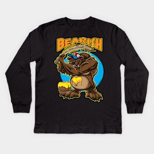 Bearish Bear with a baseball bat Kids Long Sleeve T-Shirt